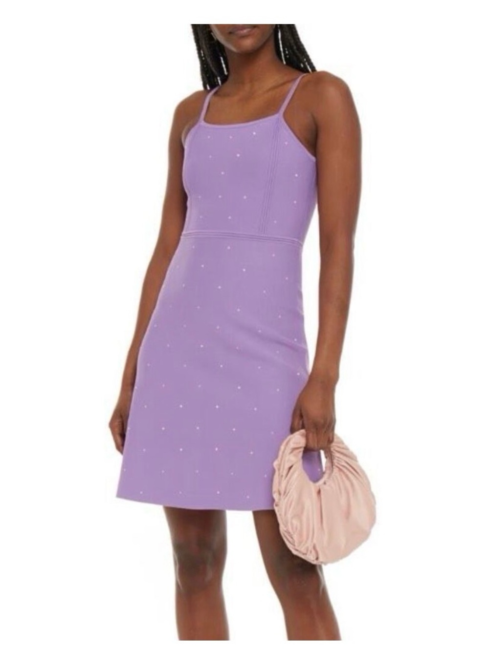 Like New Sandro Lilac Embellished Spaghetti-Strap Mini Dress